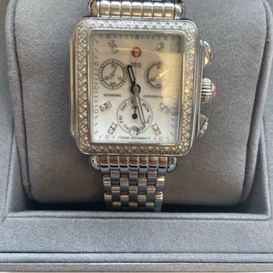 Michele deco diamond watch with extra strap